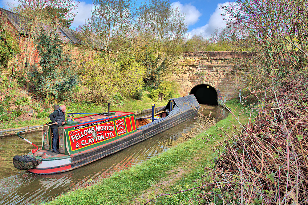 Rich on fuel boat Roach approaching Tardebigge Tunnel.