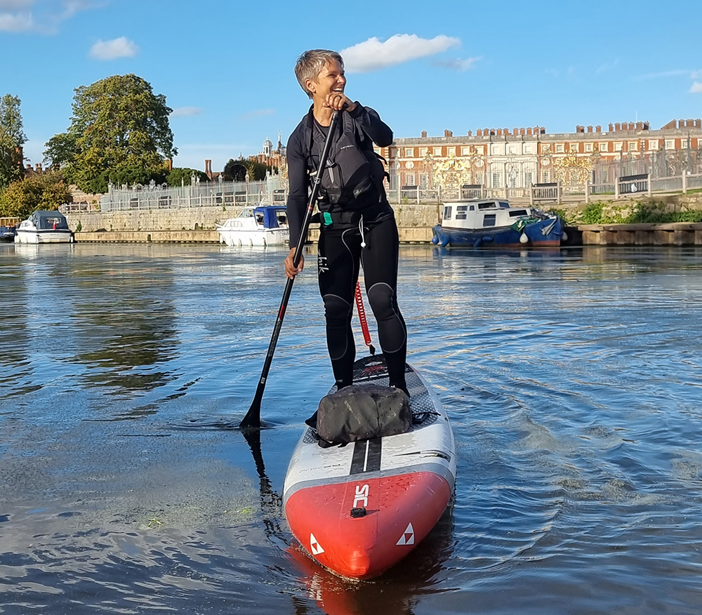 Anu paddling on the River Thames. 