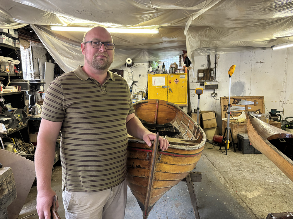 Will Howard with a dinghy built by Arlett&rsquo;s of Henley. 
