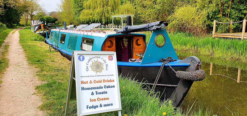 Find the Coddiwomple Cake Boat on the Midlands waterways.